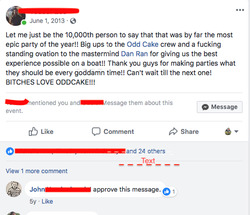 One of the many Facebook Comments about an OddCake Party 2.png