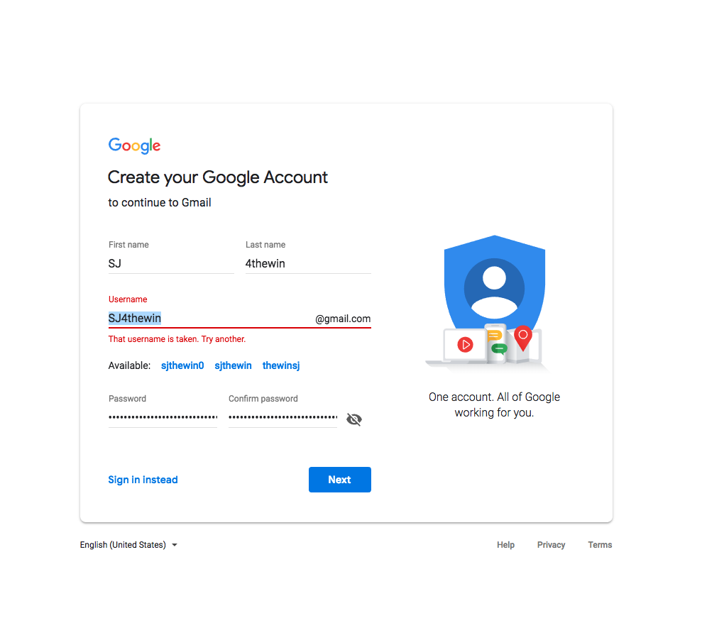 Gmail signup create a new google account username taken www.nerd-tech.net tutorials.png